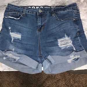 Ripped jean shorts